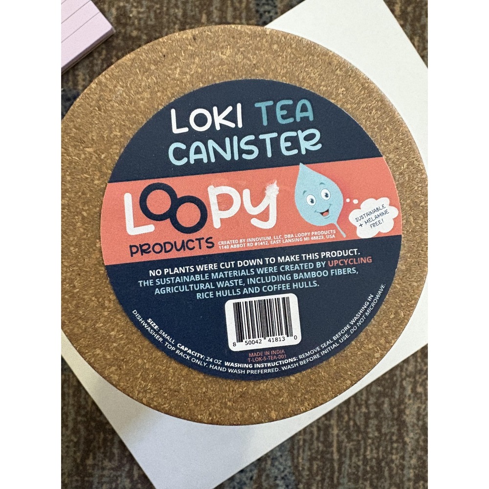 Loopy Products Loki Tea Canister Bamboo Storage Tin Brown Eco Friendly